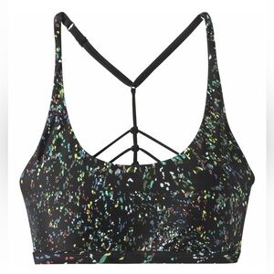 PrAna Twisted Back Black Patterned Bikini Top